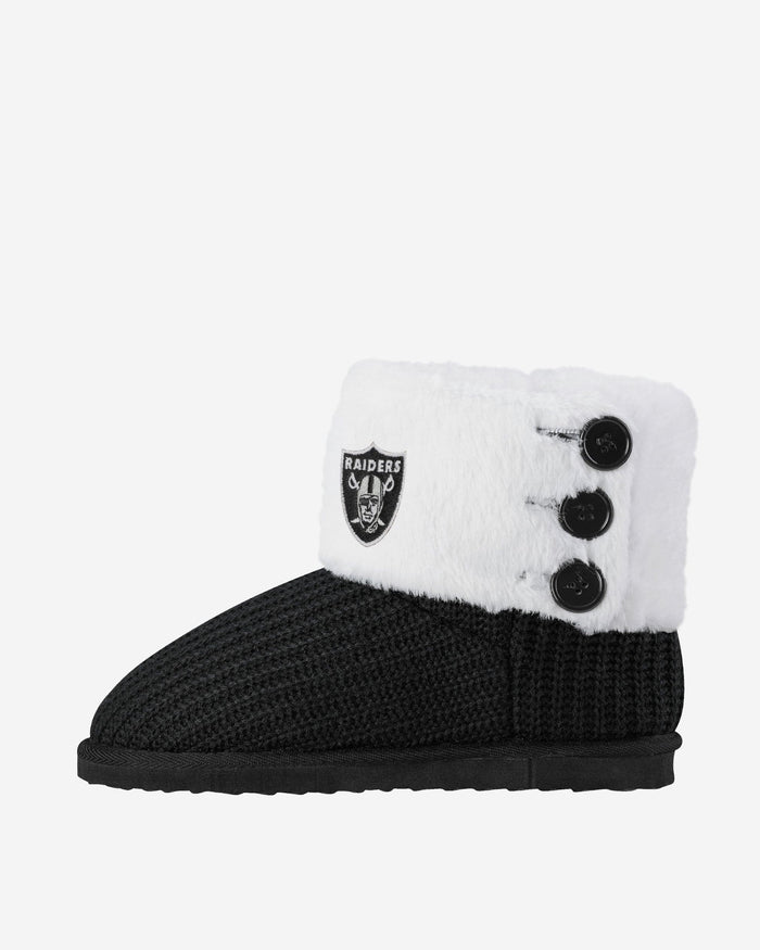 Las Vegas Raiders Knit High End Button Boot Slipper FOCO - FOCO.com