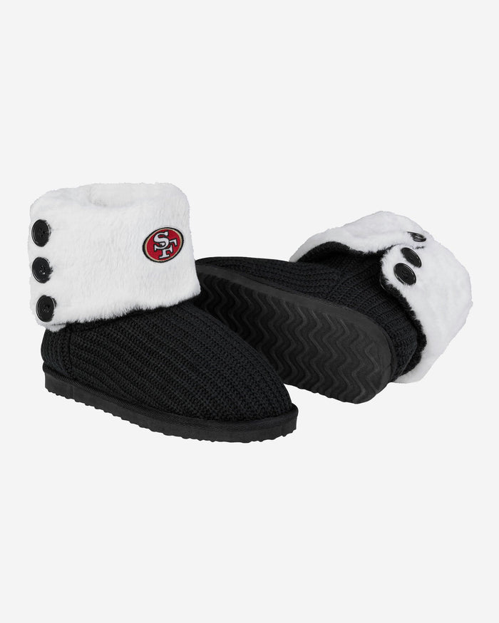 San Francisco 49ers Knit High End Button Boot Slipper FOCO - FOCO.com