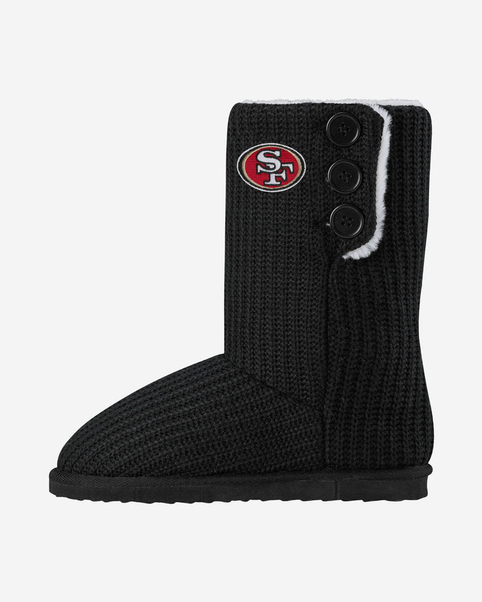 San Francisco 49ers Knit High End Button Boot Slipper FOCO - FOCO.com