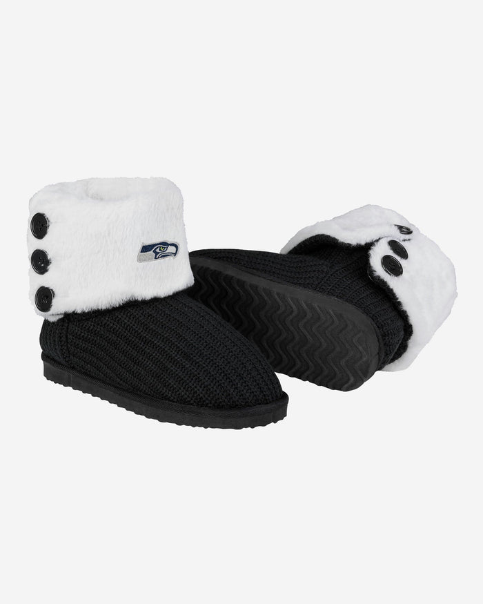 Seattle Seahawks Knit High End Button Boot Slipper FOCO - FOCO.com