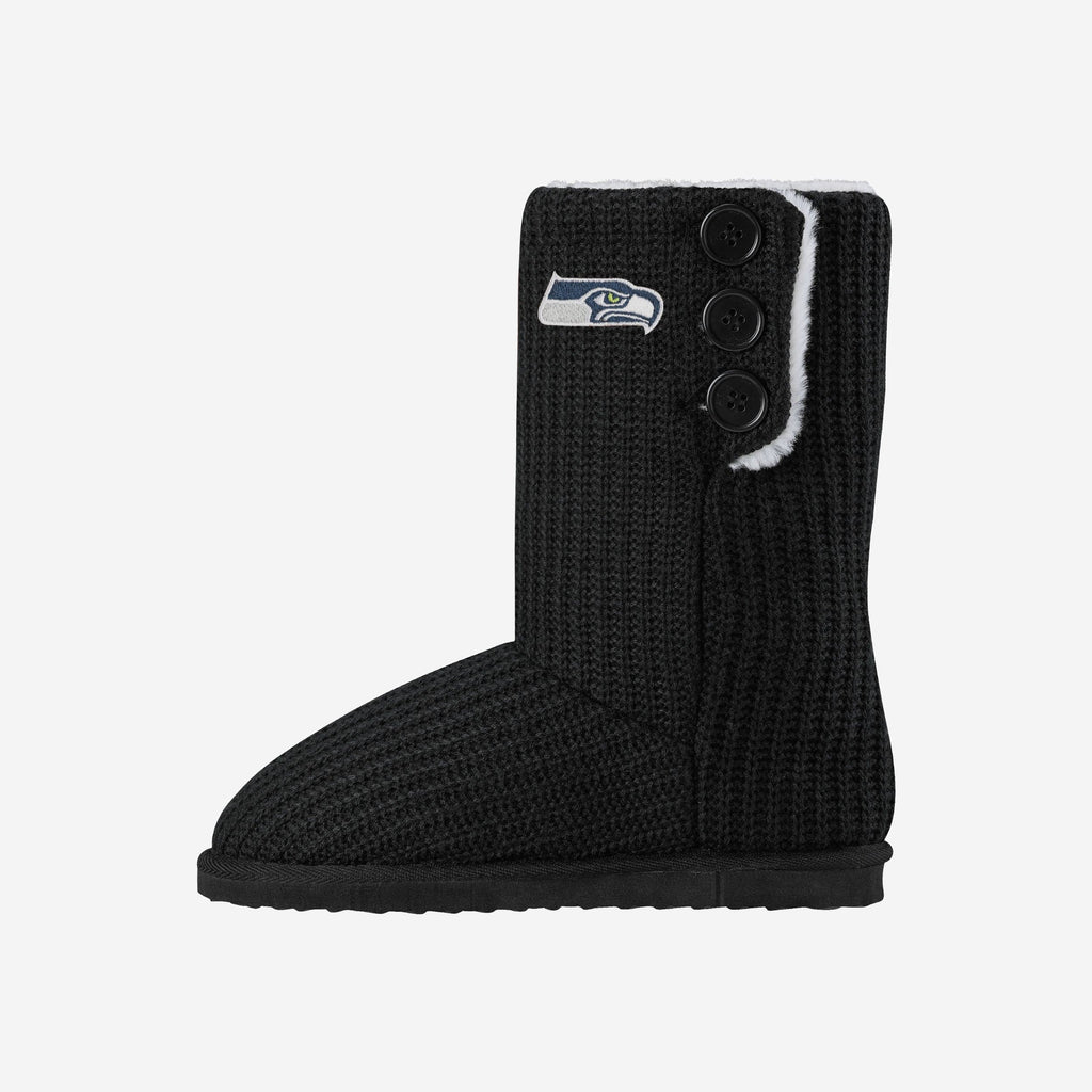 Seattle Seahawks Knit High End Button Boot Slipper FOCO S - FOCO.com