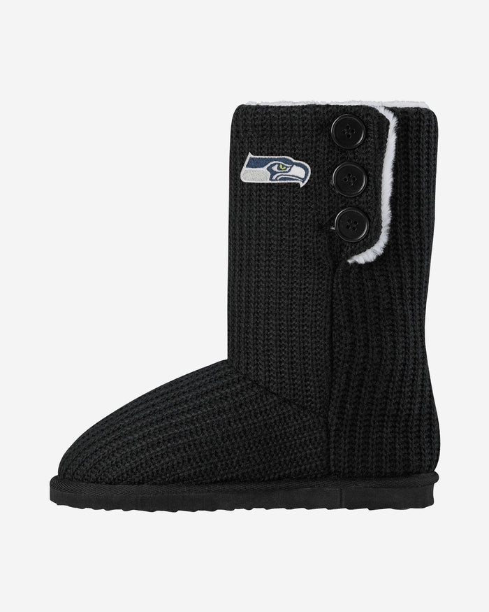 Seattle Seahawks Knit High End Button Boot Slipper FOCO S - FOCO.com