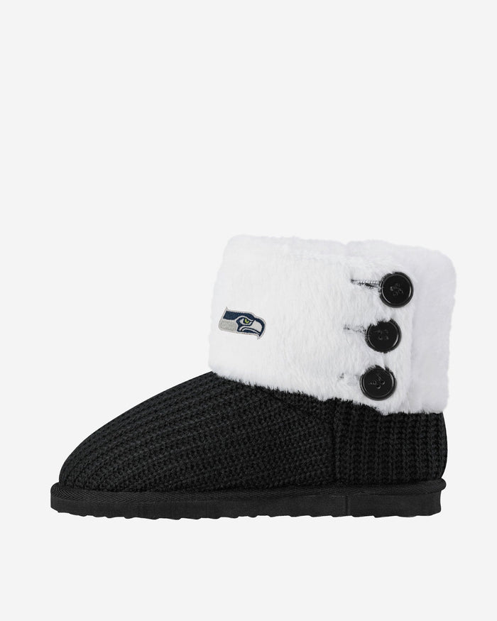 Seattle Seahawks Knit High End Button Boot Slipper FOCO - FOCO.com