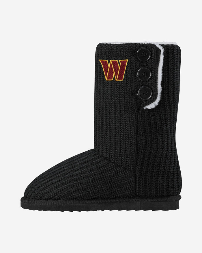 Washington Commanders Womens Knit High End Button Boot Slipper FOCO S - FOCO.com