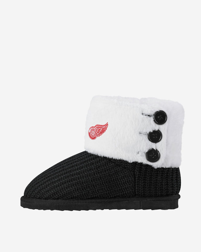 Detroit Red Wings Knit High End Button Boot Slipper FOCO - FOCO.com