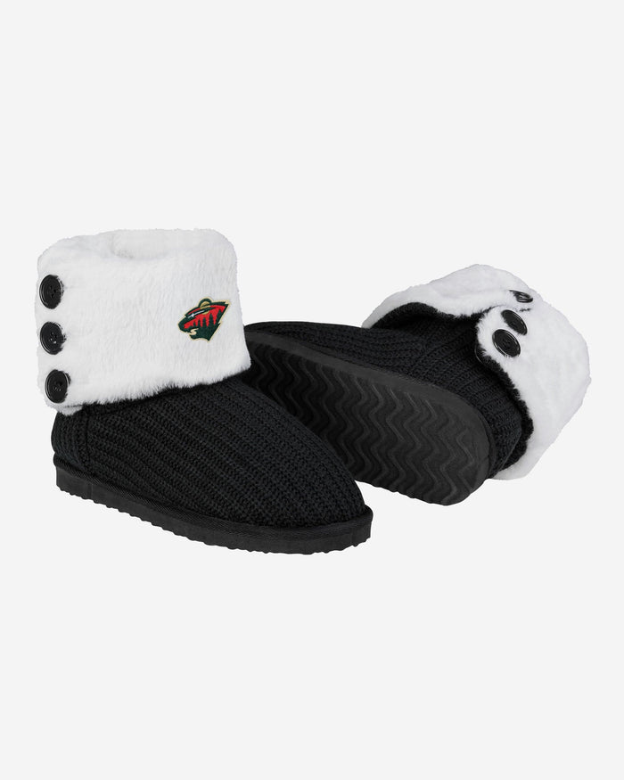 Minnesota Wild Knit High End Button Boot Slipper FOCO - FOCO.com