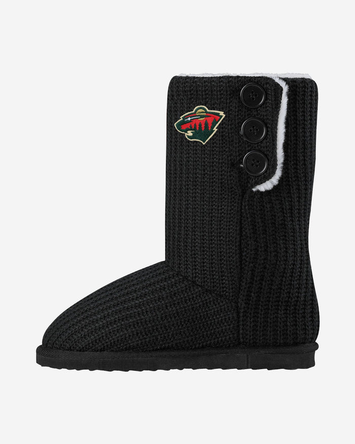 Minnesota Wild Knit High End Button Boot Slipper FOCO S - FOCO.com