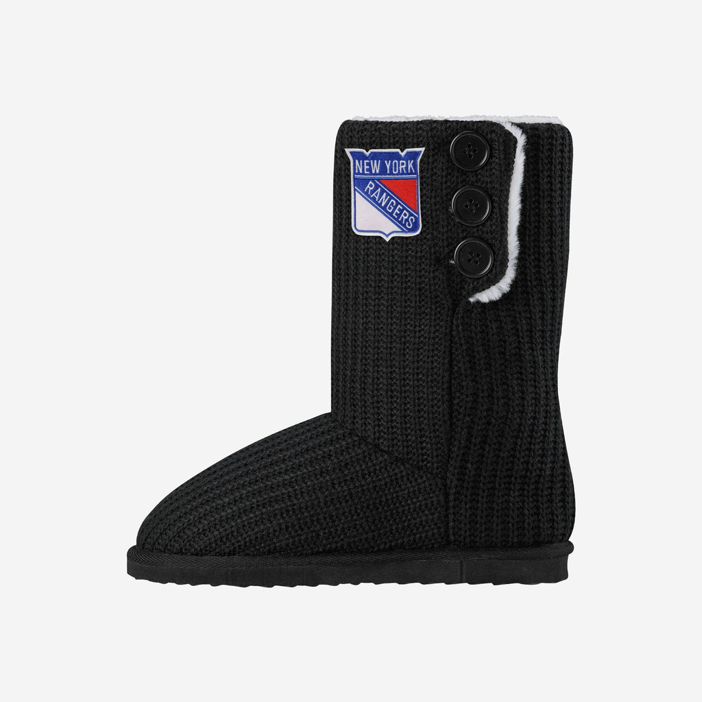 New York Rangers Knit High End Button Boot Slipper FOCO S - FOCO.com