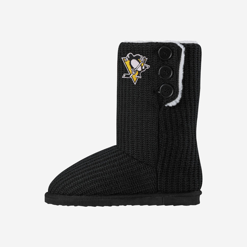 Pittsburgh Penguins Knit High End Button Boot Slipper FOCO S - FOCO.com