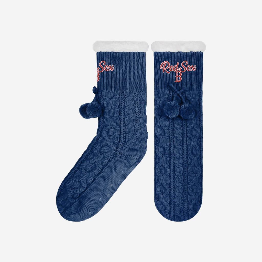 Boston Red Sox Womens Cable Knit Footy Slipper Socks FOCO - FOCO.com