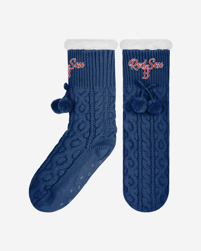 Boston Red Sox Womens Cable Knit Footy Slipper Socks FOCO - FOCO.com