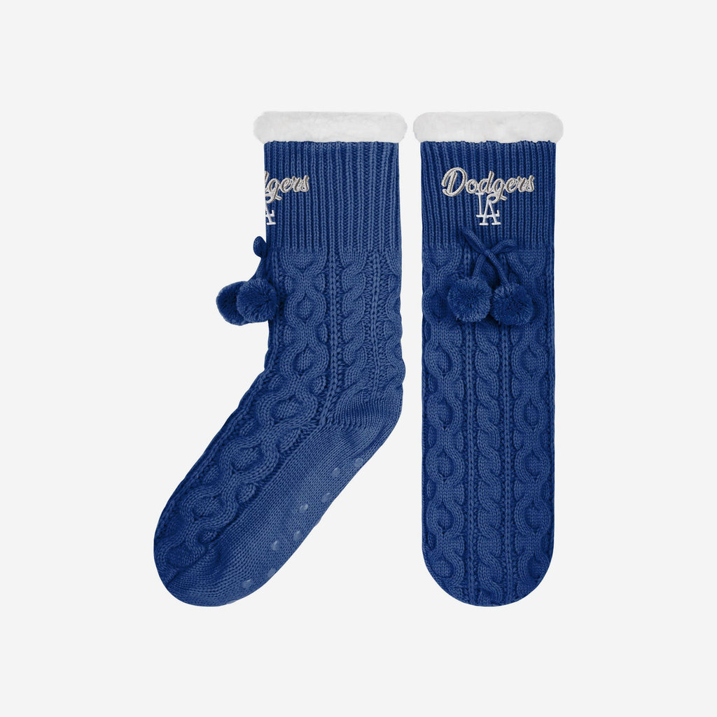 Los Angeles Dodgers Womens Cable Knit Footy Slipper Socks FOCO - FOCO.com