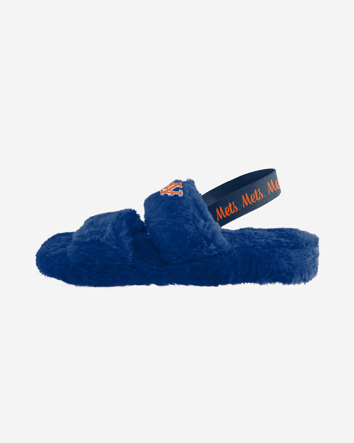 New York Mets Womens Heel Strap Wordmark Fur Slide FOCO - FOCO.com