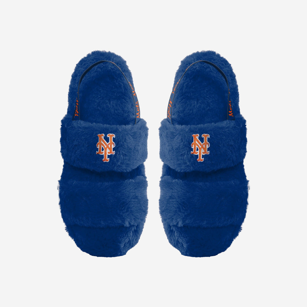 New York Mets Womens Heel Strap Wordmark Fur Slide FOCO S - FOCO.com