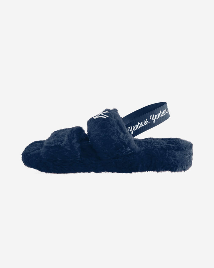 New York Yankees Womens Heel Strap Wordmark Fur Slide FOCO - FOCO.com