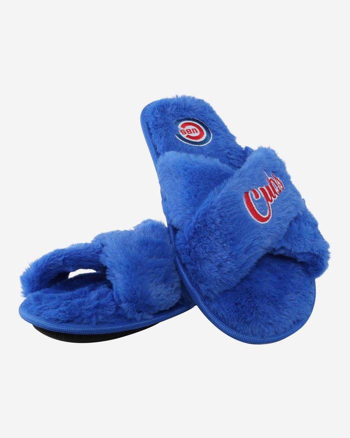 Chicago Cubs Womens Script Wordmark Fur Cross Slide FOCO - FOCO.com