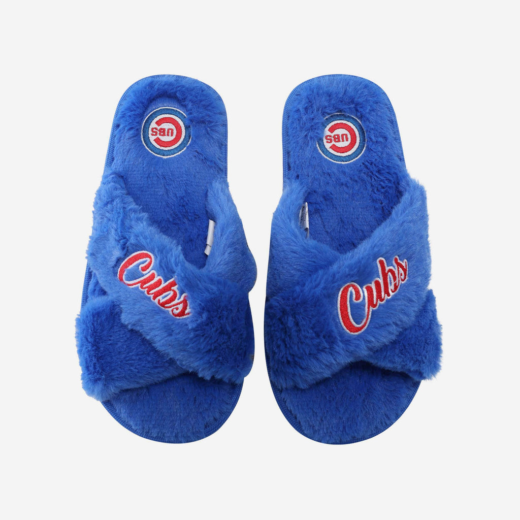 Chicago Cubs Womens Script Wordmark Fur Cross Slide FOCO S - FOCO.com