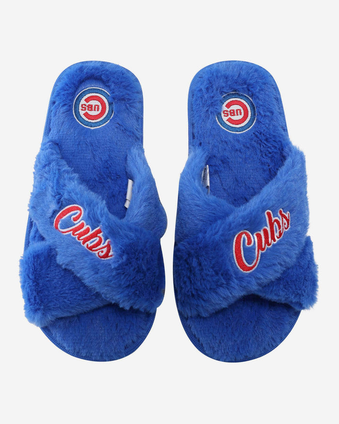 Chicago Cubs Womens Script Wordmark Fur Cross Slide FOCO S - FOCO.com