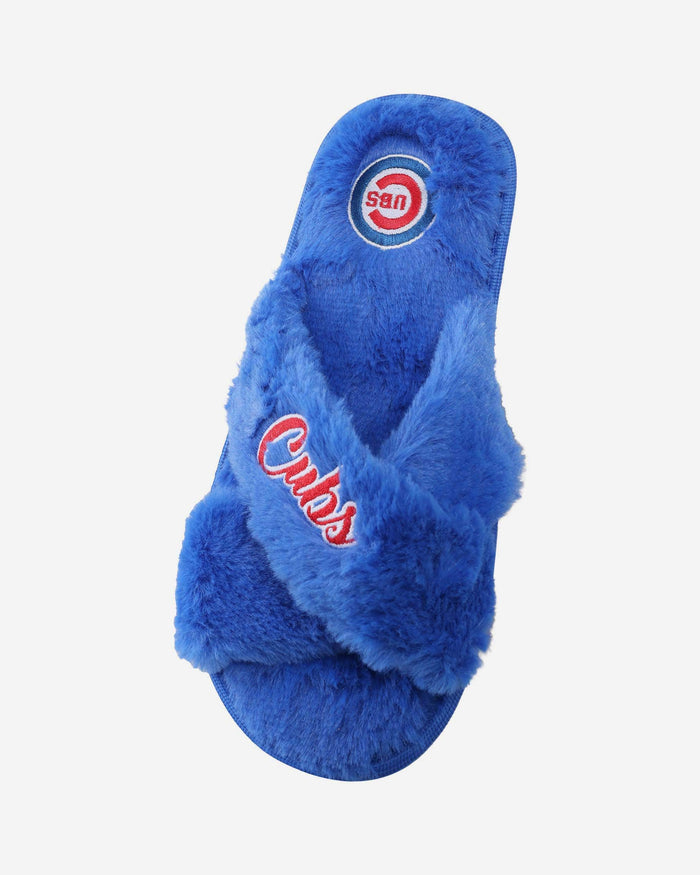 Chicago Cubs Womens Script Wordmark Fur Cross Slide FOCO - FOCO.com