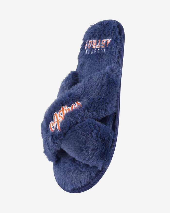 Houston Astros Womens Script Wordmark Fur Cross Slide FOCO - FOCO.com