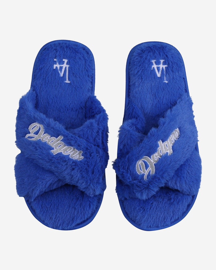 Los Angeles Dodgers Womens Script Wordmark Fur Cross Slide FOCO S - FOCO.com