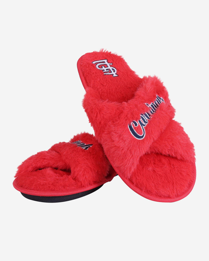 St Louis Cardinals Womens Script Wordmark Fur Cross Slide FOCO - FOCO.com