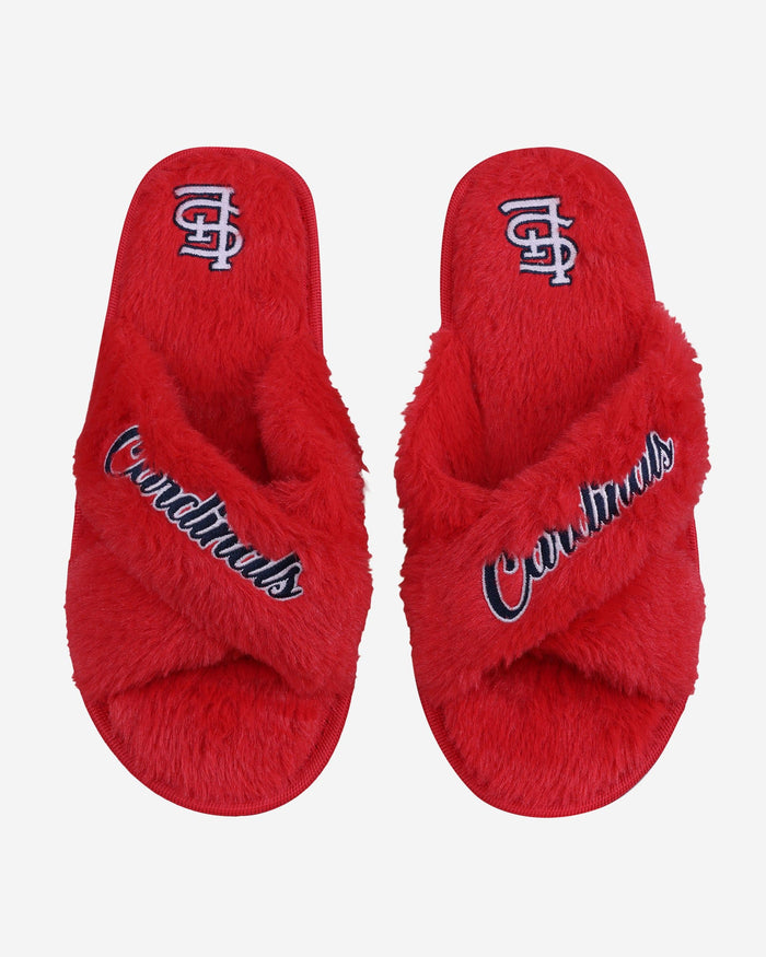 St Louis Cardinals Womens Script Wordmark Fur Cross Slide FOCO S - FOCO.com