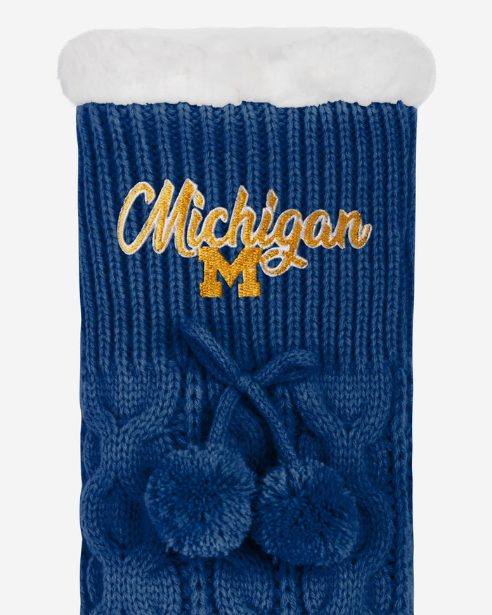 Michigan Wolverines Womens Cable Knit Footy Slipper Socks FOCO - FOCO.com