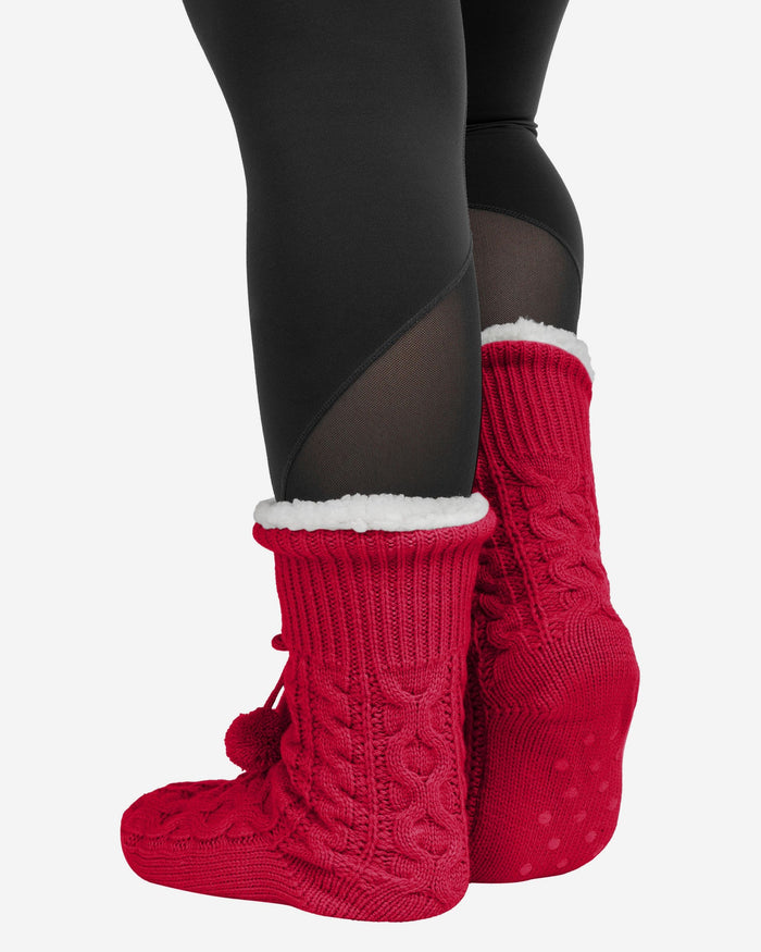 Ohio State Buckeyes Womens Cable Knit Footy Slipper Socks FOCO - FOCO.com
