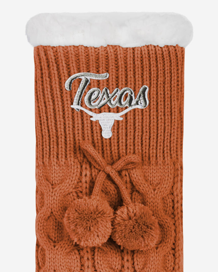 Texas Longhorns Womens Cable Knit Footy Slipper Socks FOCO - FOCO.com