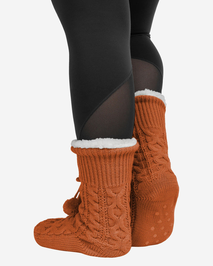 Texas Longhorns Womens Cable Knit Footy Slipper Socks FOCO - FOCO.com