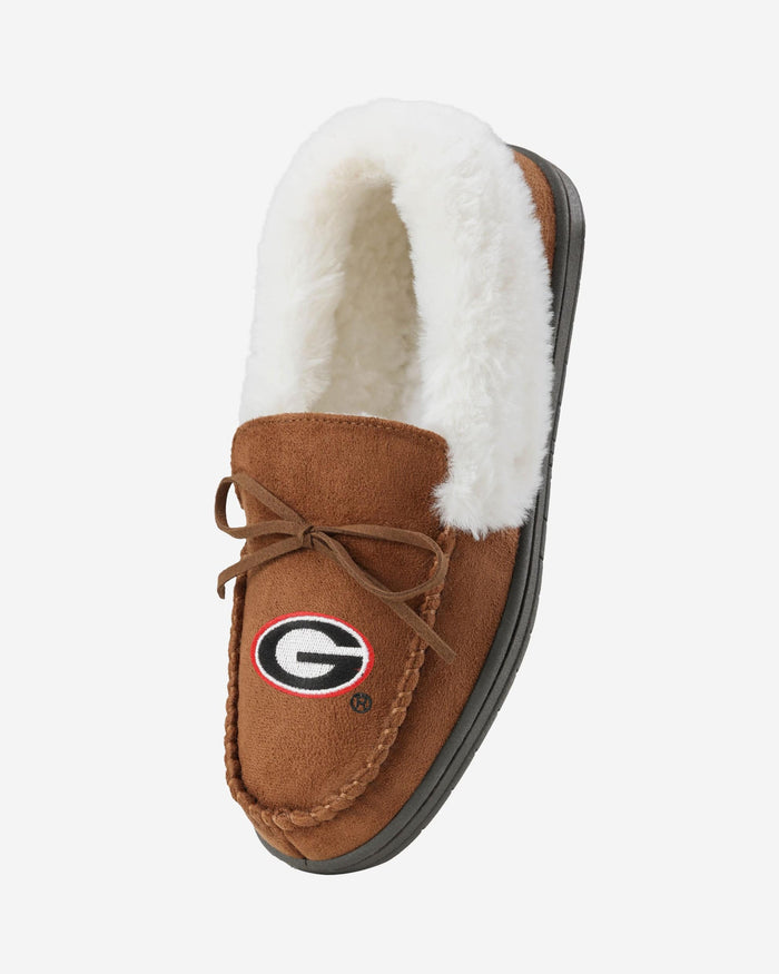 Georgia Bulldogs Womens Tan Moccasin Slipper FOCO - FOCO.com