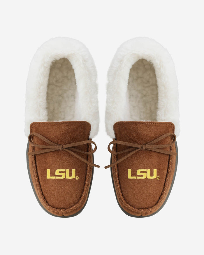 LSU Tigers Womens Tan Moccasin Slipper FOCO - FOCO.com