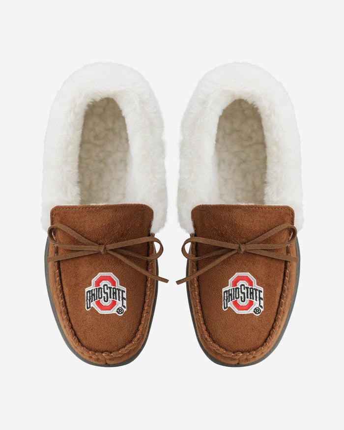 Ohio State Buckeyes Womens Tan Moccasin Slipper FOCO - FOCO.com