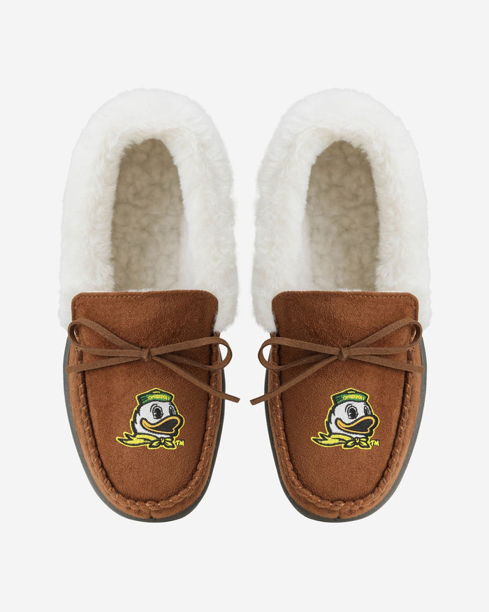 Oregon Ducks Womens Tan Moccasin Slipper FOCO - FOCO.com