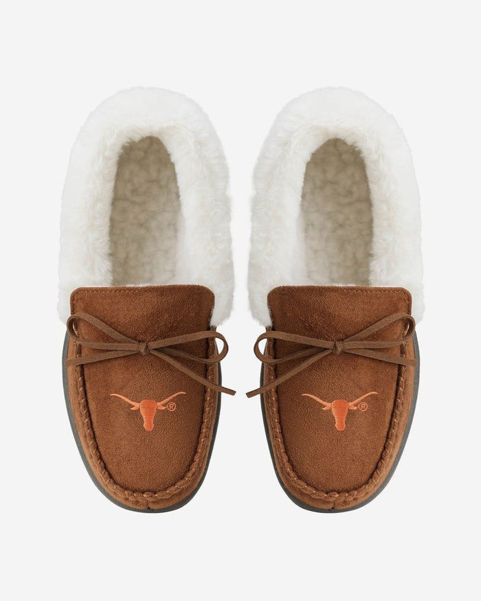 Texas Longhorns Womens Tan Moccasin Slipper FOCO - FOCO.com