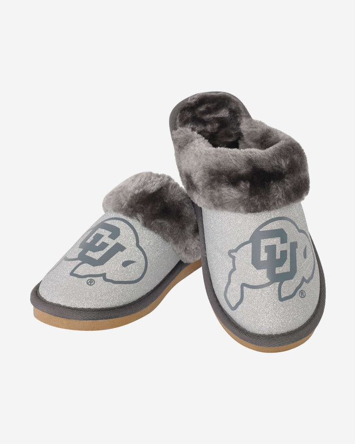 Colorado Buffaloes Womens Glitter Open Back Fur Moccasin Slipper FOCO - FOCO.com