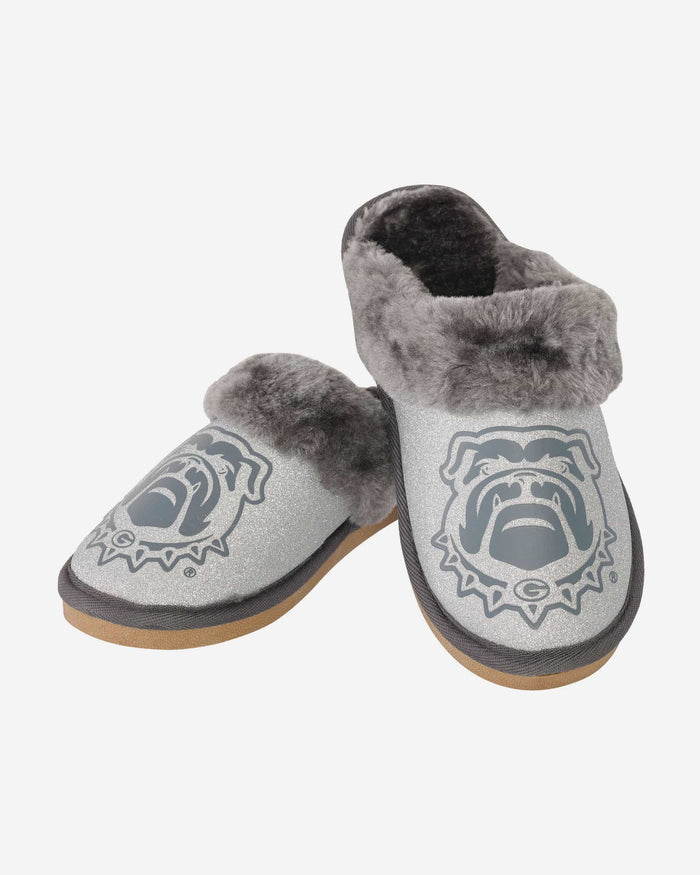 Georgia Bulldogs Womens Glitter Open Back Fur Moccasin Slipper FOCO - FOCO.com