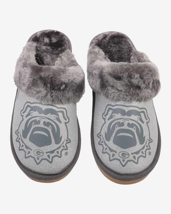 Georgia Bulldogs Womens Glitter Open Back Fur Moccasin Slipper FOCO - FOCO.com