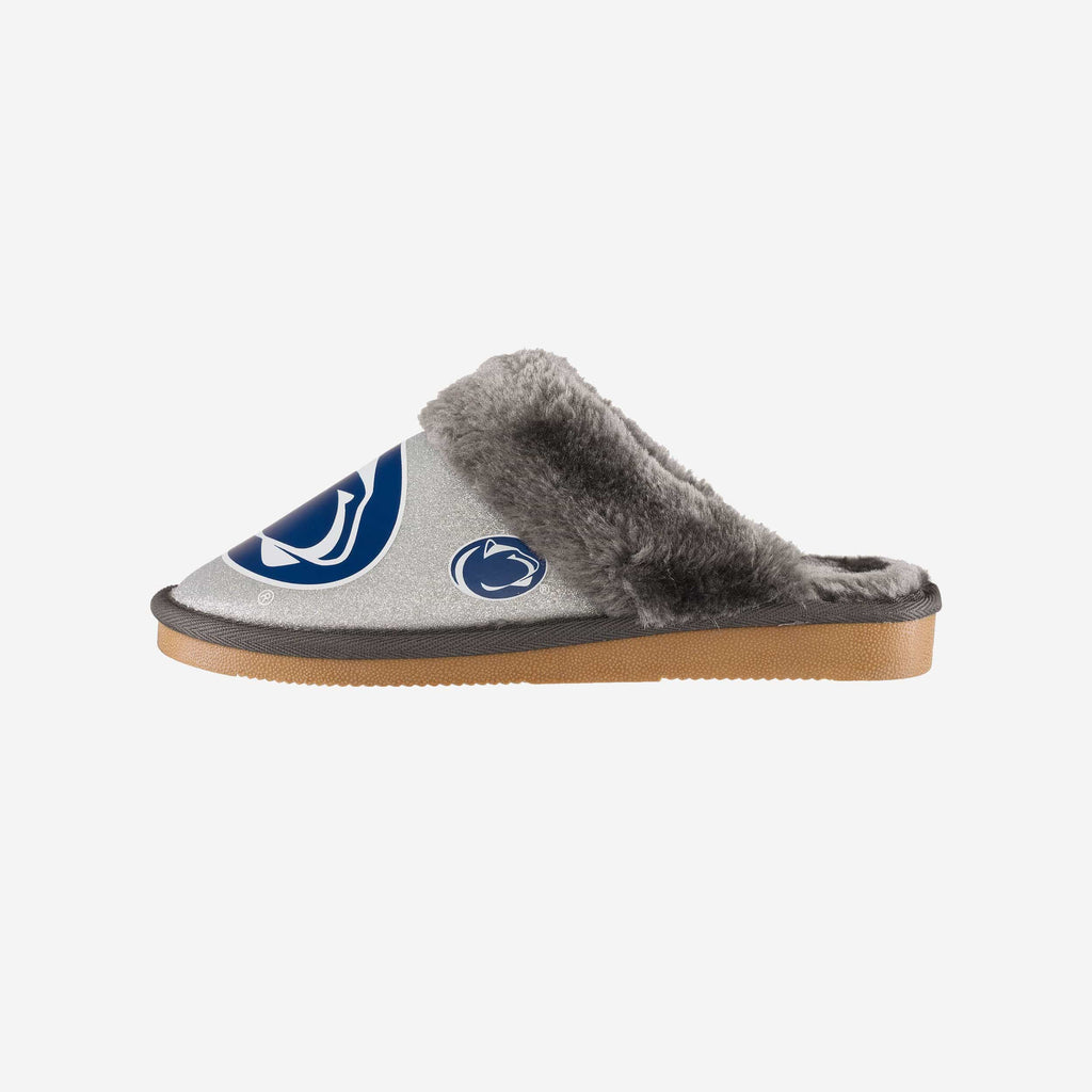 Penn State Nittany Lions Womens Glitter Open Back Fur Moccasin Slipper FOCO S - FOCO.com