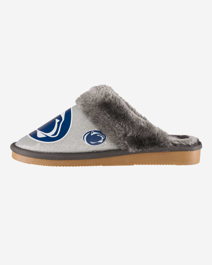 Penn State Nittany Lions Womens Glitter Open Back Fur Moccasin Slipper FOCO S - FOCO.com