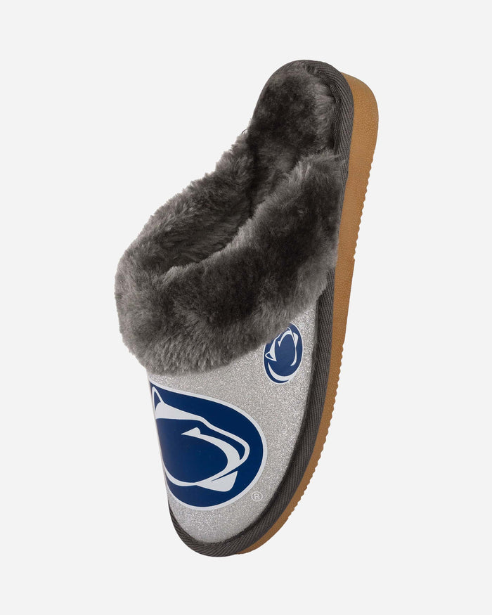 Penn State Nittany Lions Womens Glitter Open Back Fur Moccasin Slipper FOCO - FOCO.com