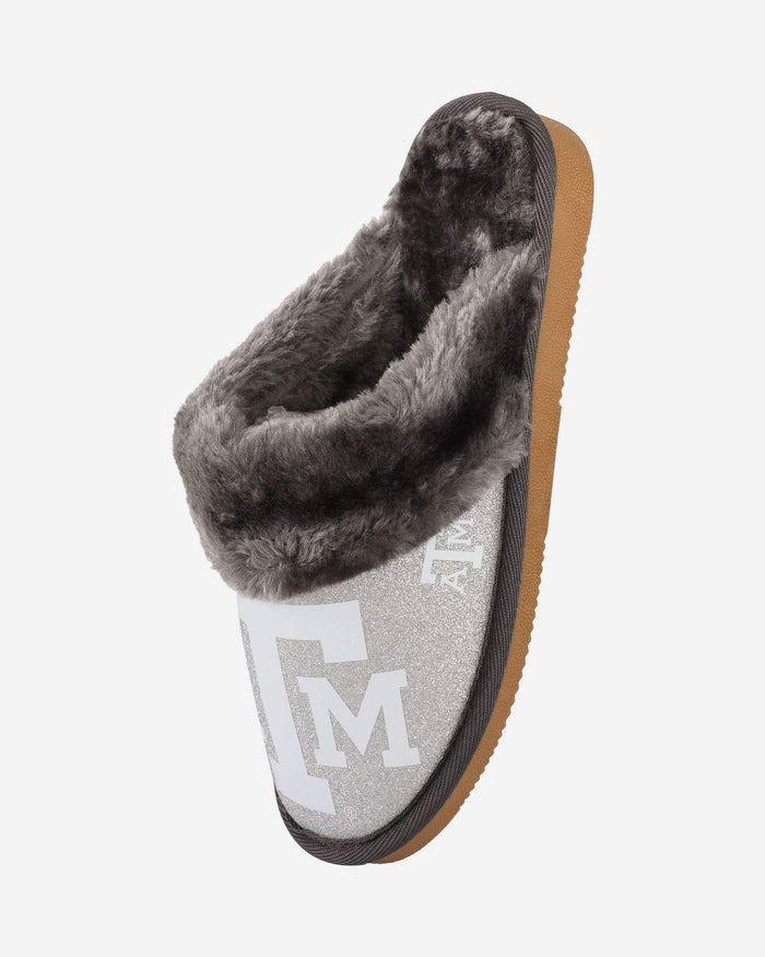 Texas A&M Aggies Womens Glitter Open Back Fur Moccasin Slipper FOCO - FOCO.com