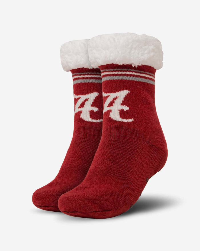 Alabama Crimson Tide Womens Stripe Logo Tall Footy Slipper Socks FOCO - FOCO.com