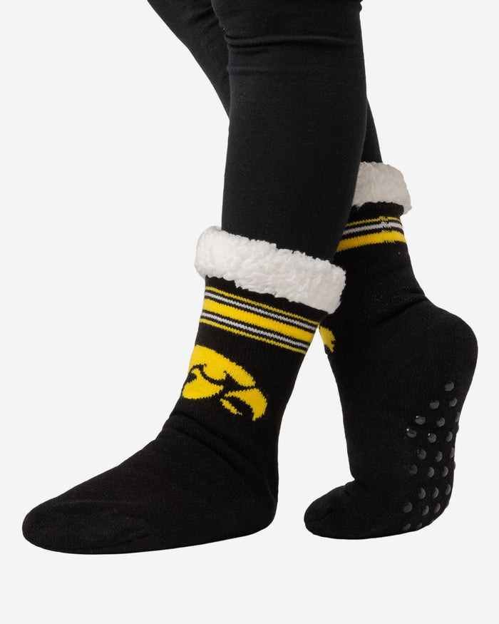 Iowa Hawkeyes Womens Stripe Logo Tall Footy Slipper Socks FOCO - FOCO.com