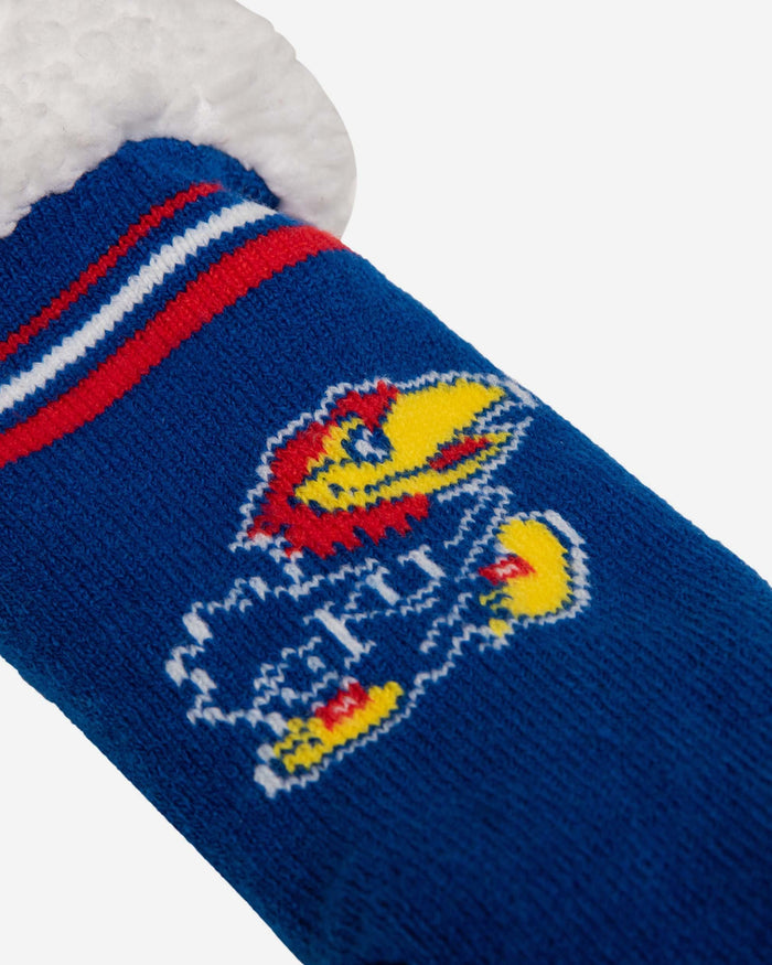 Kansas Jayhawks Womens Stripe Logo Tall Footy Slipper Socks FOCO - FOCO.com