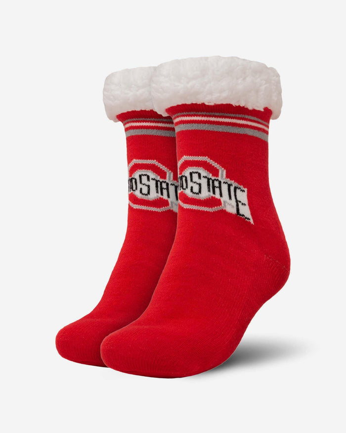 Ohio State Buckeyes Womens Stripe Logo Tall Footy Slipper Socks FOCO - FOCO.com