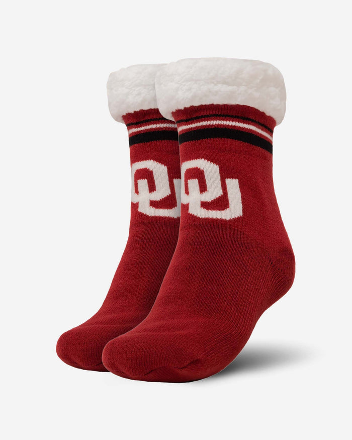 Oklahoma Sooners Womens Stripe Logo Tall Footy Slipper Socks FOCO - FOCO.com