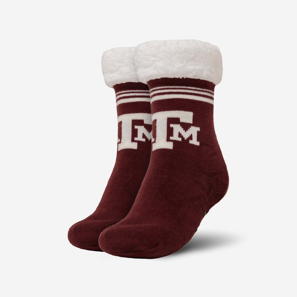 Texas A&M Aggies Womens Stripe Logo Tall Footy Slipper Socks FOCO - FOCO.com