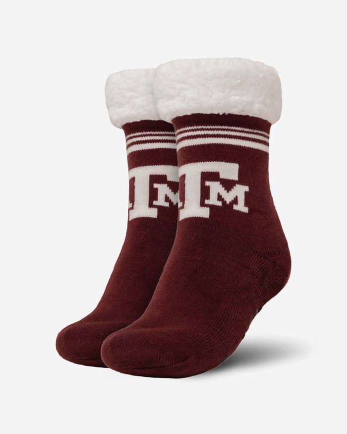 Texas A&M Aggies Womens Stripe Logo Tall Footy Slipper Socks FOCO - FOCO.com